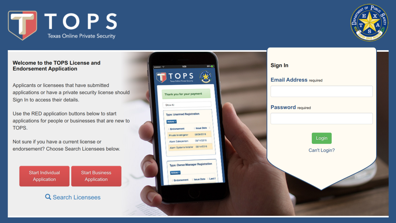 Application Process Through TOPS